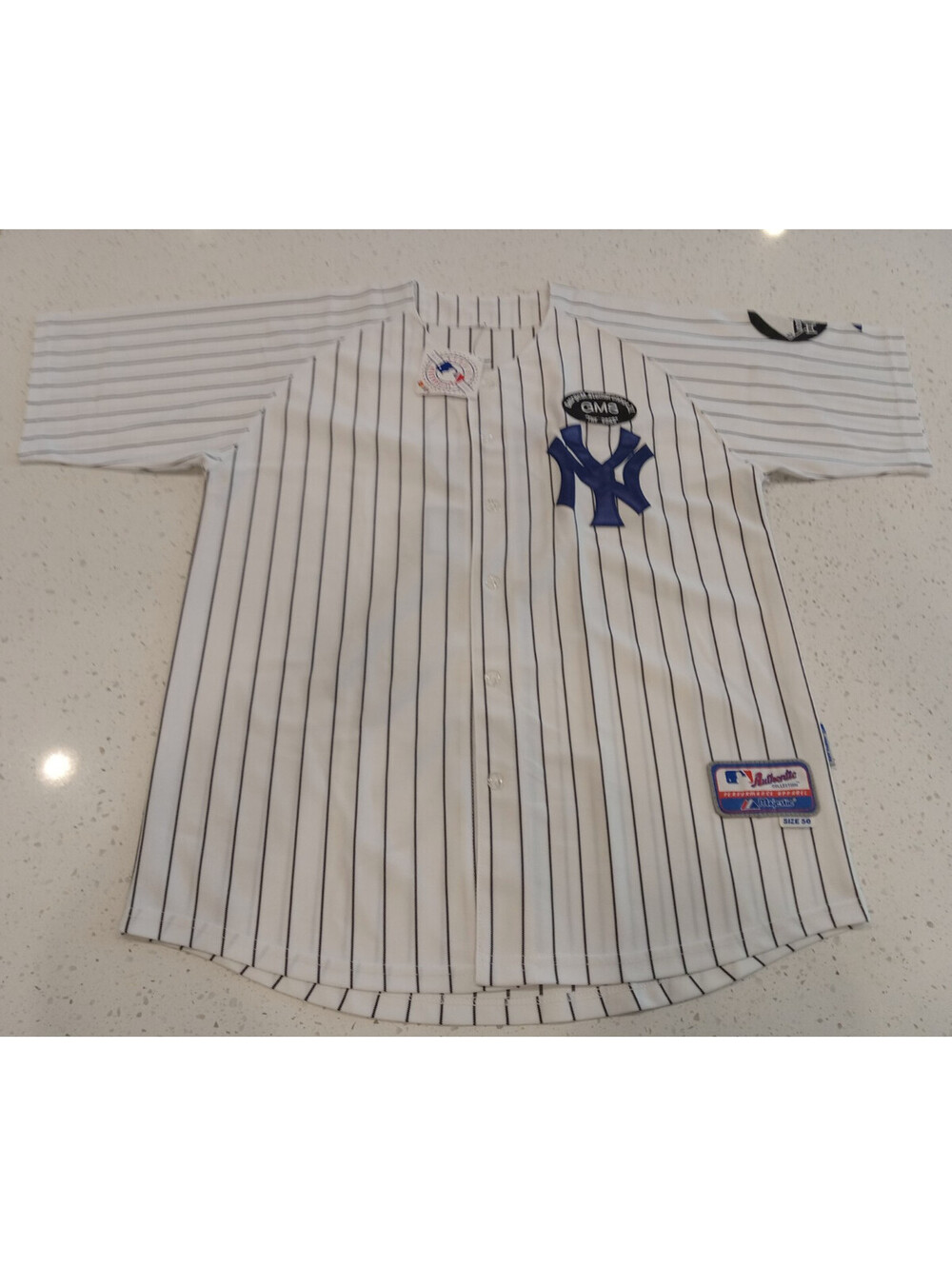 Majestic New York Yankees Jersey Mens 50 Authentic Pinstripe Steinbrenner Patch